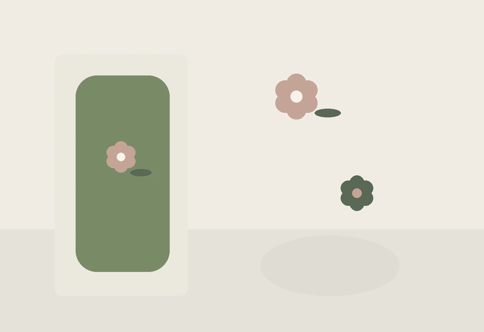 A moss case illustrated beside linen.