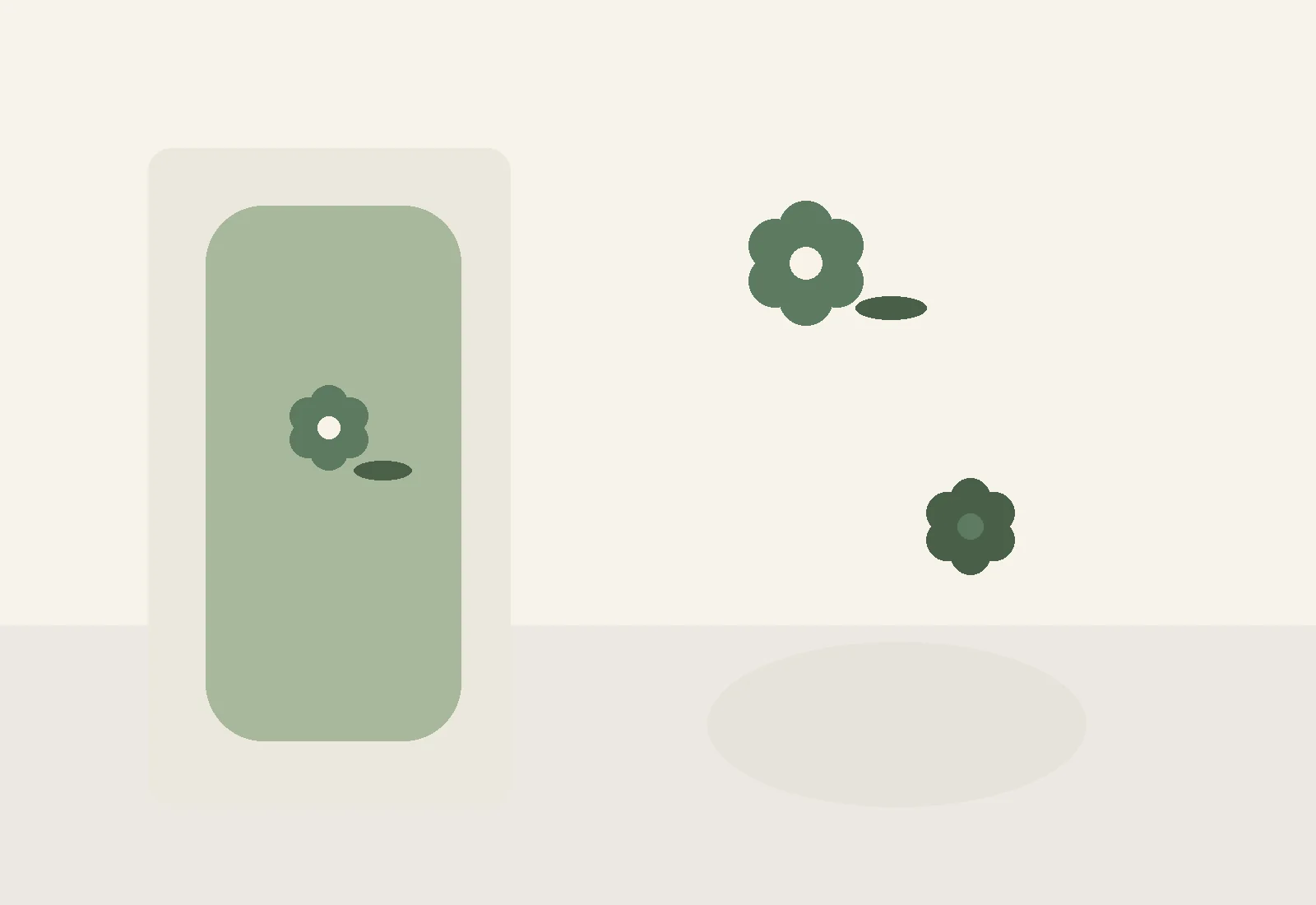 A sage case illustrated on a quiet table.