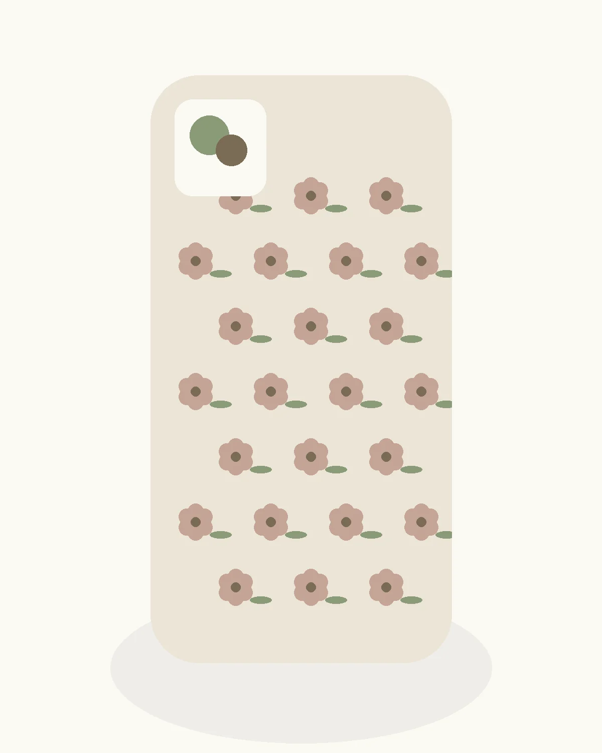 Cream Wildflower Phone Case, view 1. Illustration standing in for product photography.