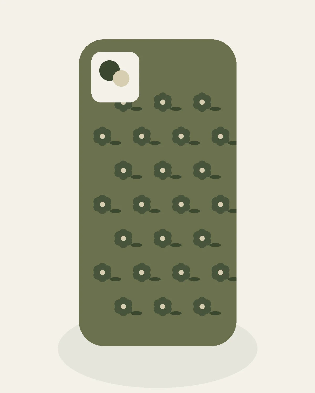 Olive Pressed Fern Phone Case, view 1. Illustration standing in for product photography.