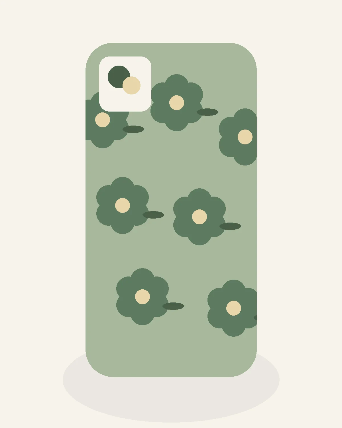 Sage Garden Green Floral Phone Case, view 2. Illustration standing in for product photography.